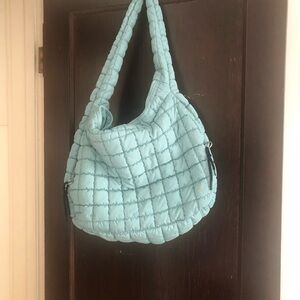 Quilted Light Blue Shoulder Bag